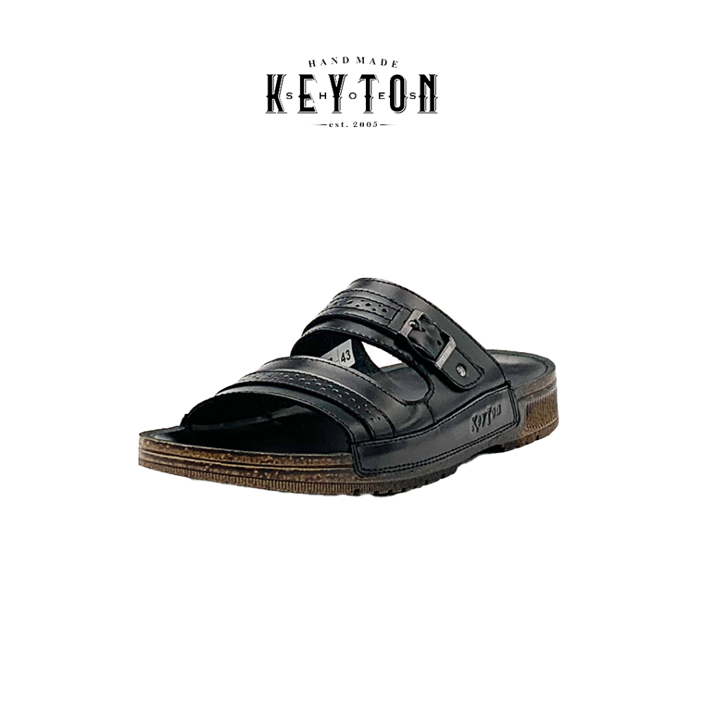 CHESTER BLACK sandal pria casual kulit sapi asli handmade sol empuk Keyton shoes keyton leather
