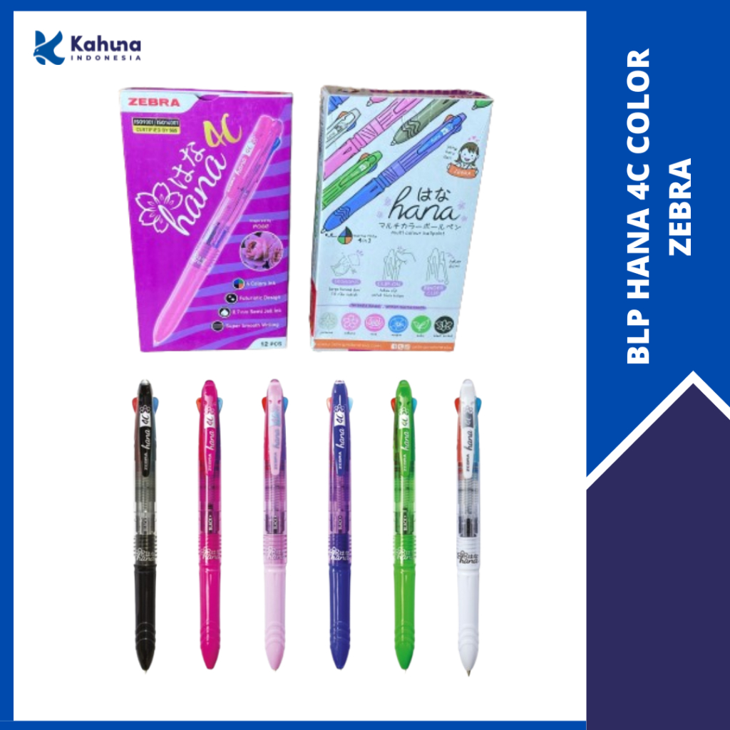 

BALLPOINT | BOLPEN | PULPEN ZEBRA HANA 4C Warna-Warni 4 Warna (1pcs)