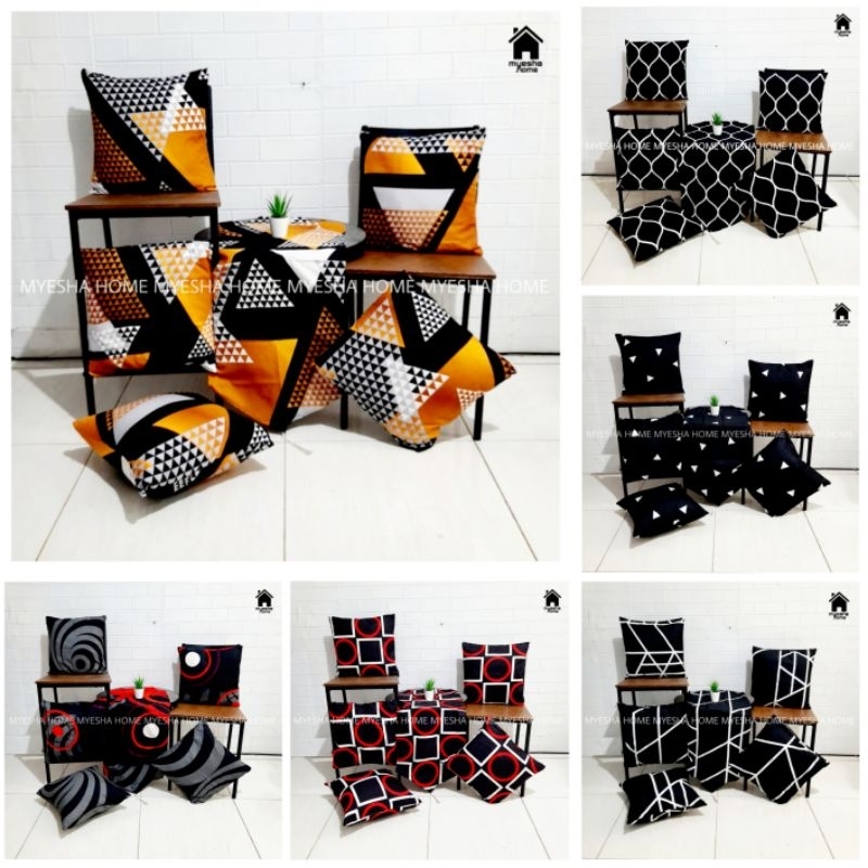 TERMURAH Satu Set Sarung Bantal sofa + Taplak Meja Tamu / Meja Makan Motif Minimalis
