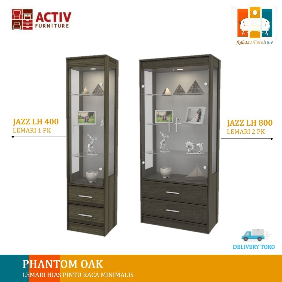 Lemari Hias Pajangan Kaca 1 Pintu 2 Pintu / Lemari Tas/ Lemari Display Activ LH JAZZ 400 | LH JAZZ 8