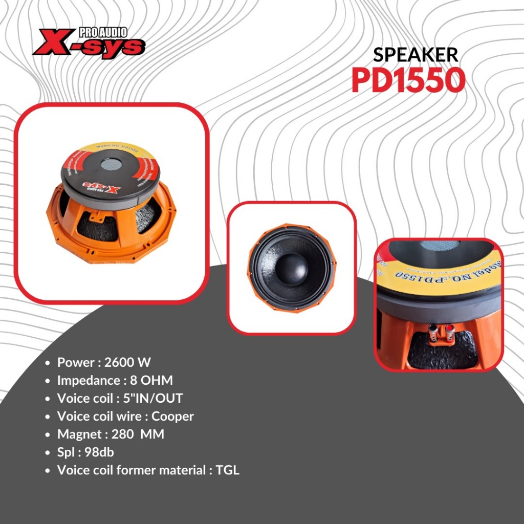 Speaker Xsys X-sys Komponen Speaker PD1550 PD 1550 Subwoofer 15 inch