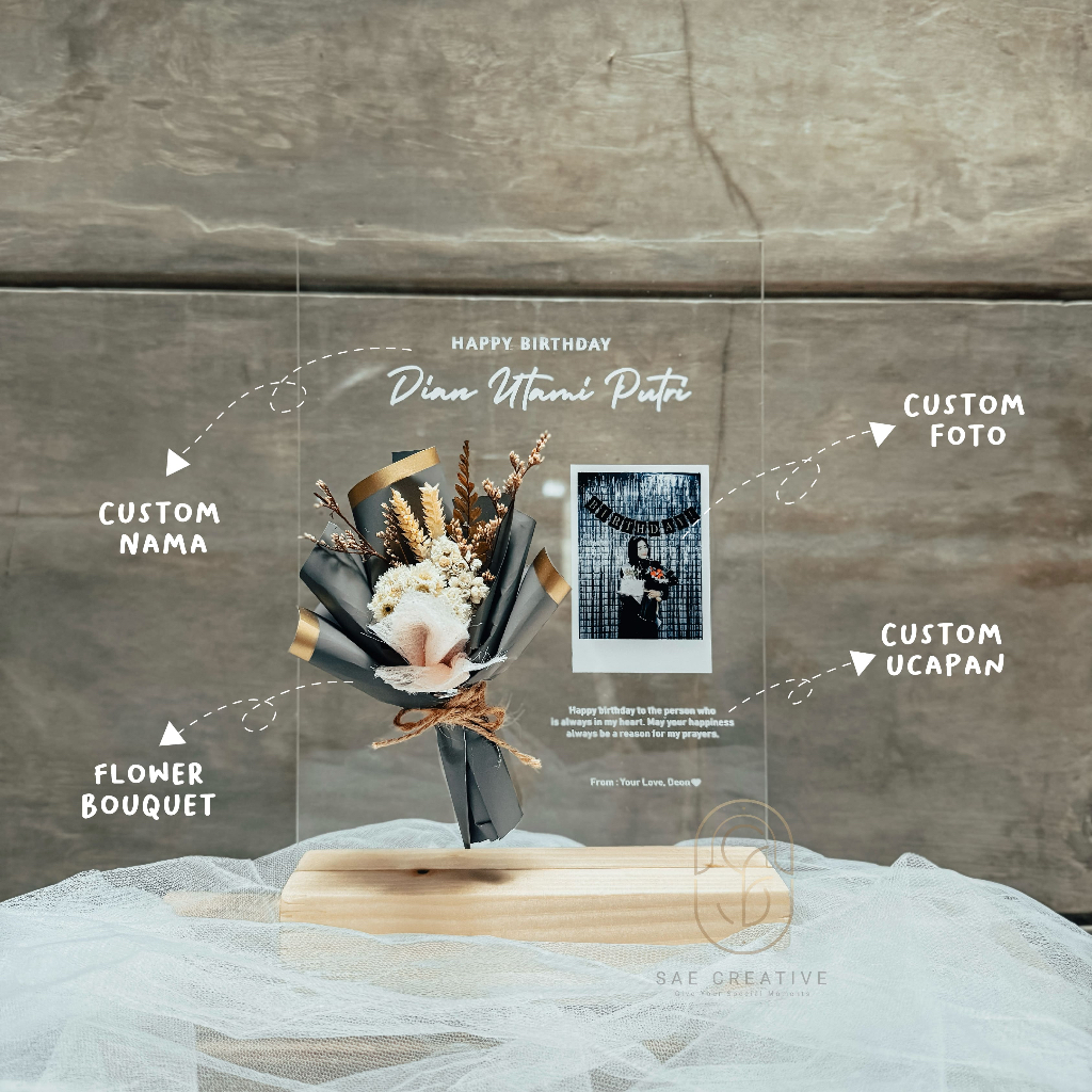 GRADUATION GIFT - Lampu Plakat Akrilik Custom Hadiah Kado Wisuda Wedding Birthday Standing Akrilik S