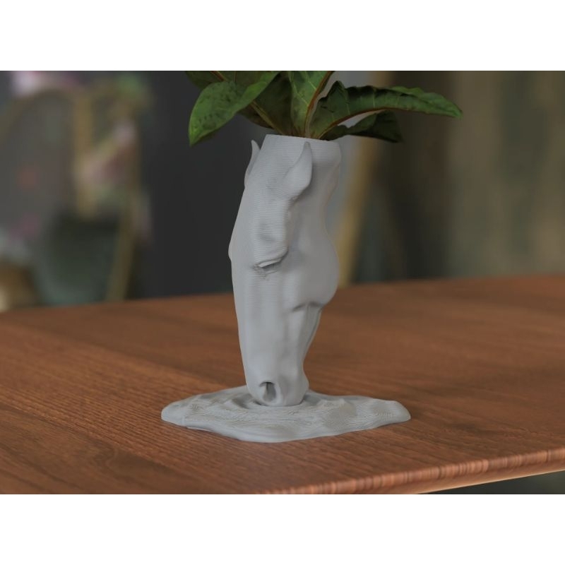 Patung Kepala Kuda - Patung hiasan meja kepala kuda - Vas bunga kepala kuda