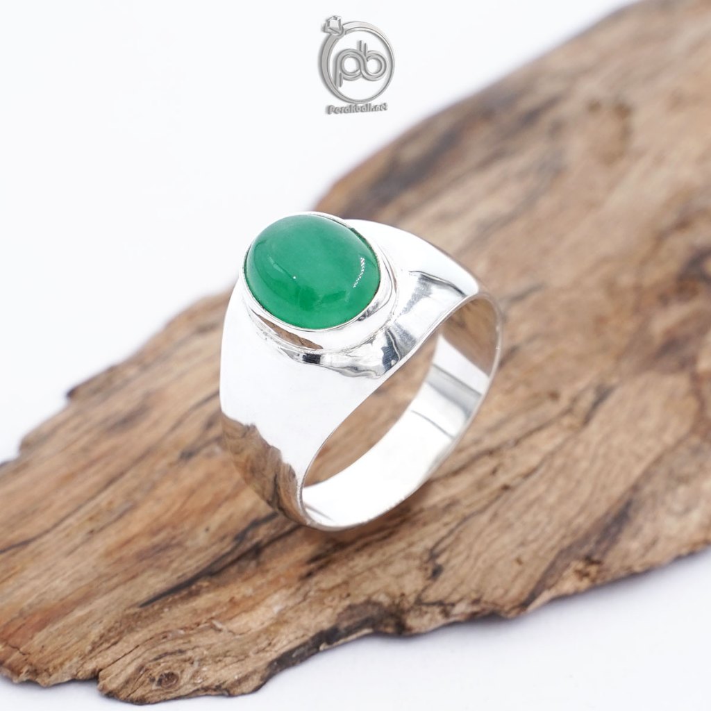 Cincin Signet Giok Hijau Pria – Perak 925 Simple Elegan Giovanno