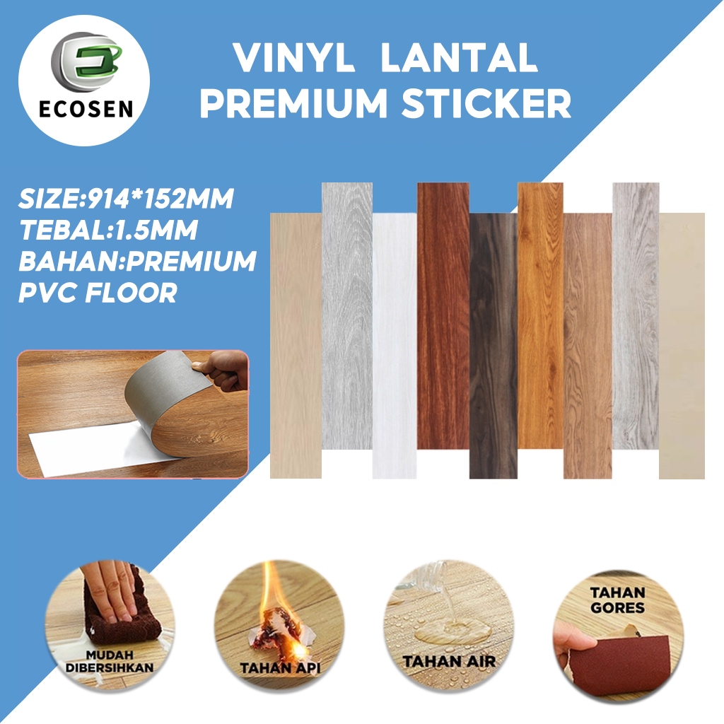 Lantai Vinyl Stiker Lantai Kayu Wallpaper Lantai Premium Ukuran 91 x 15 cm Vinyl Lantai Stiker