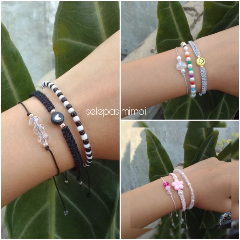 Gelang Persahabatan Aesthetic / Gelang couple Serut (isi 3 gelang)