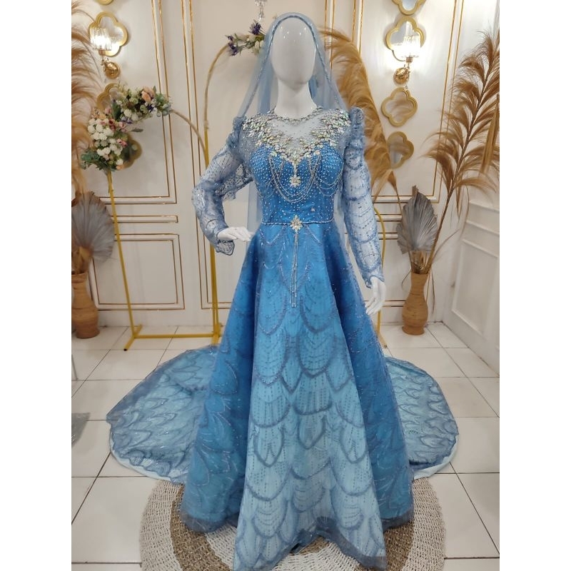 semi gown denim gradasi crinolin warna terlaris