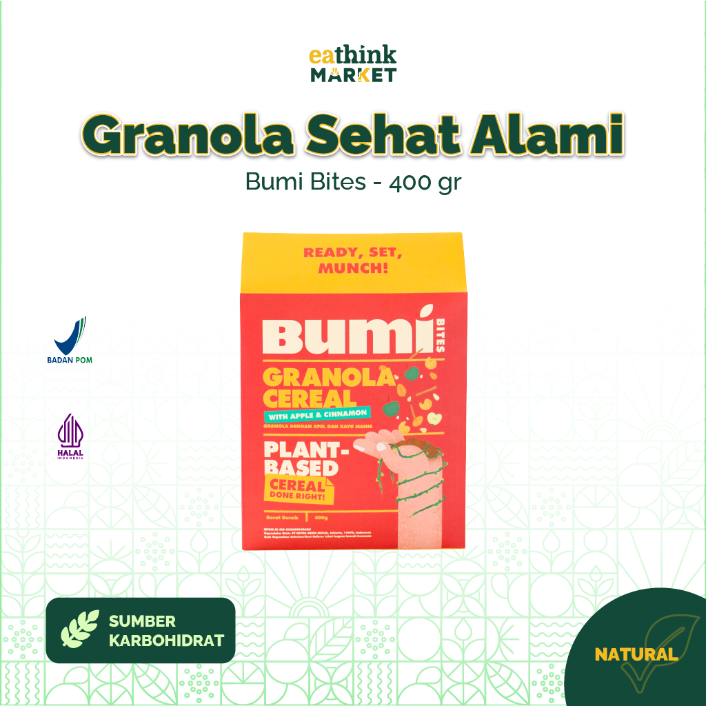 

Diskon Kilat 70% Granola Sereal Sarapan Sehat Apple & Cinnamon - Bumi Bites 400 g