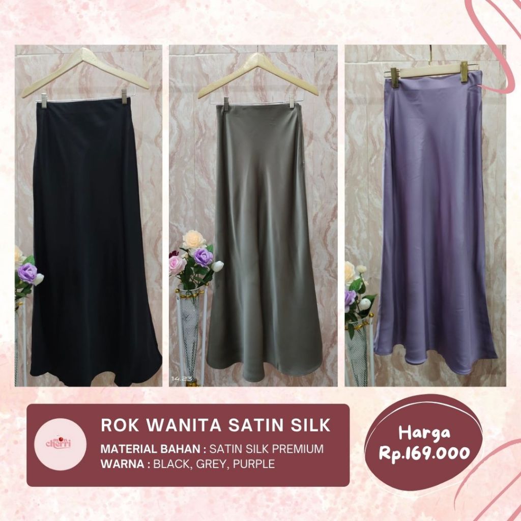 Rok Wanita Satin Silk / Rok Wanita Bahan Satin Silk