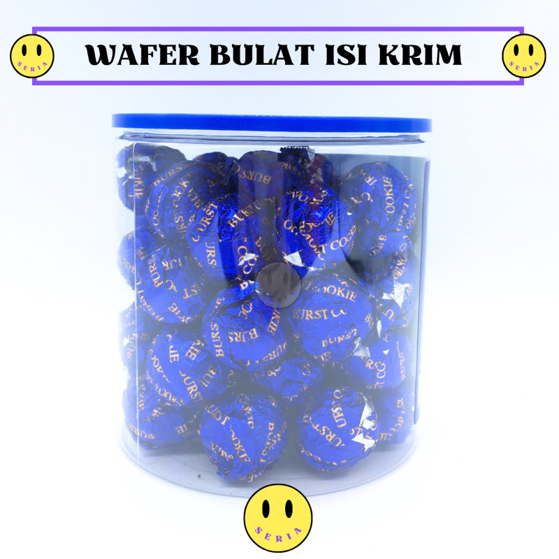 

bGF Wafer Bulat Salut Isi Krim / Bola Wafer Coklat BURST COOKIE Isi 50 Pcs