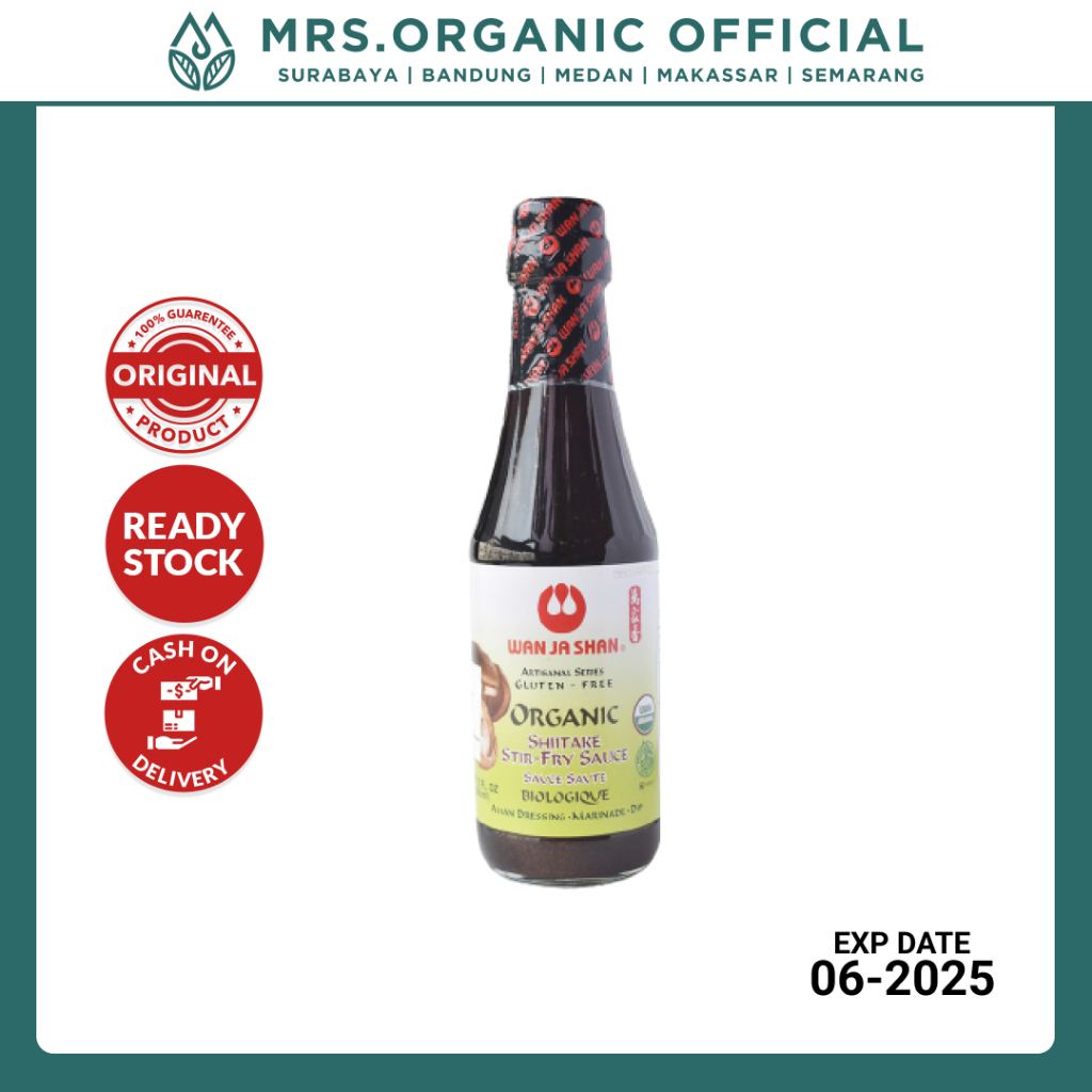 

Saus Organik Tiongkok Organic Shiitake Stir Fry Sauce Wan Ja Shan 296 ml - Tumis Salad