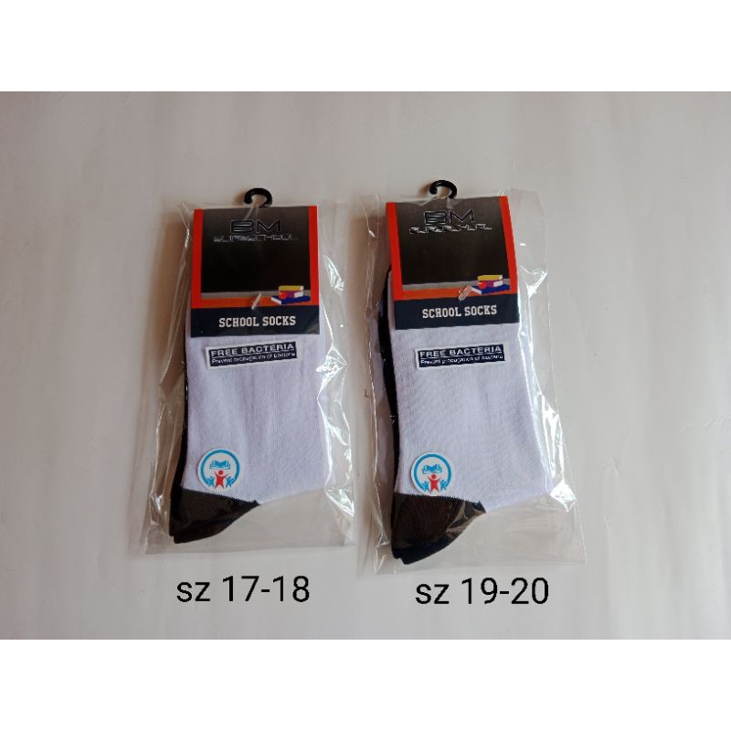 paket 3 psg, kaus kaki anak sekolah putih tapak hitam,bahan nilon spandex, strech dan elastis,, kual