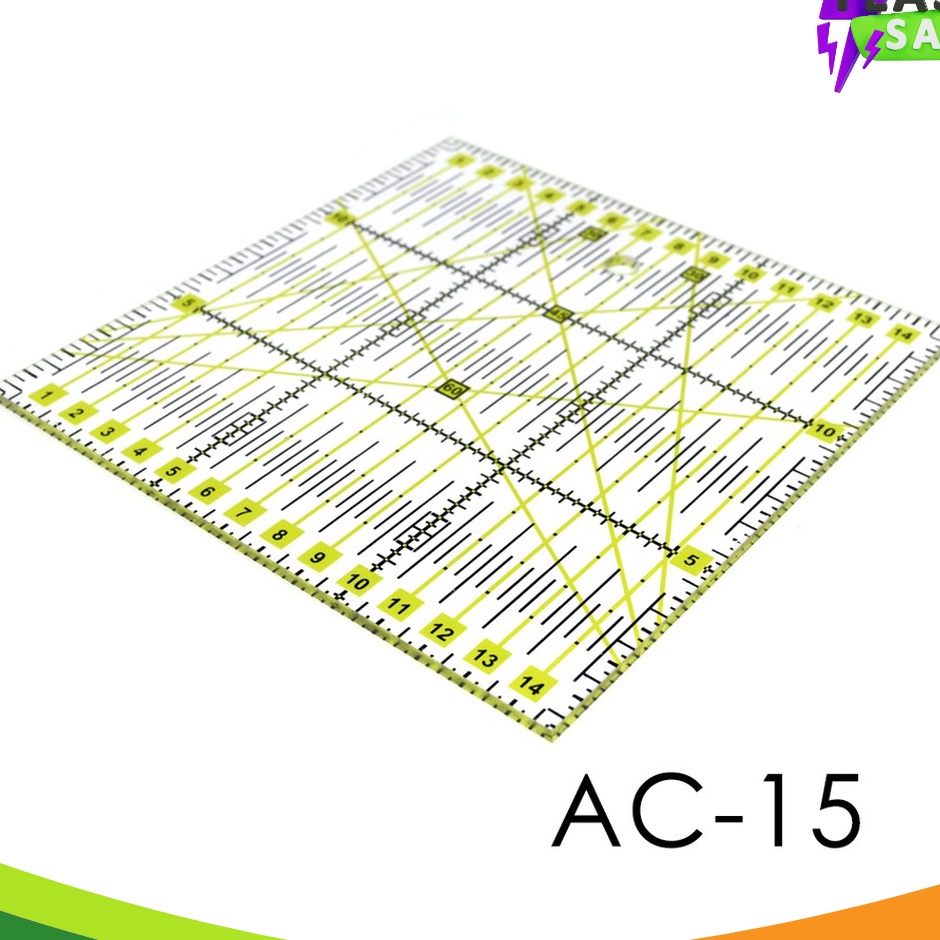 

KILAT Freya AC15 Square Quilting Ruler Penggaris Jahit Quilting 15cm x 15cm