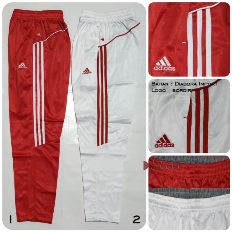 Celana Training Panjang ADIDAS BAHAN DIADORA IMPORT Merah & Putih