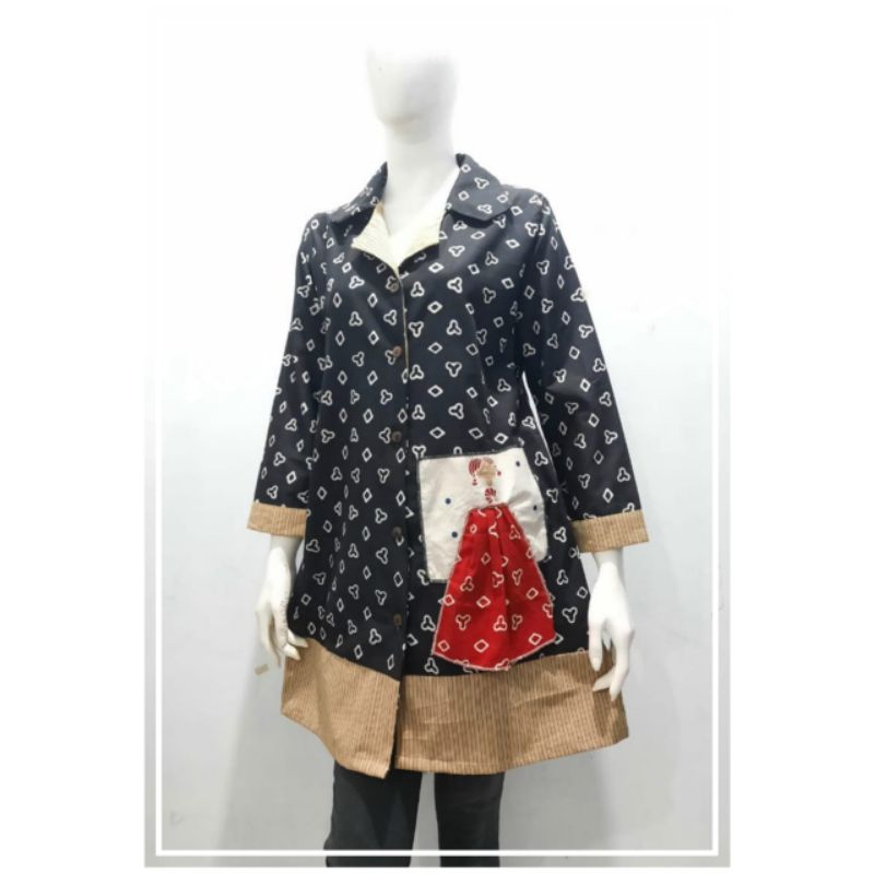 Blouse kombinasi lurik