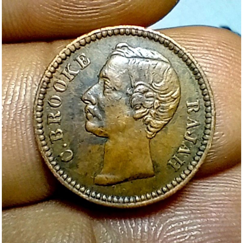 Koin 1/4 Cent C Brooke Rajah Sarawak 1870 Rare