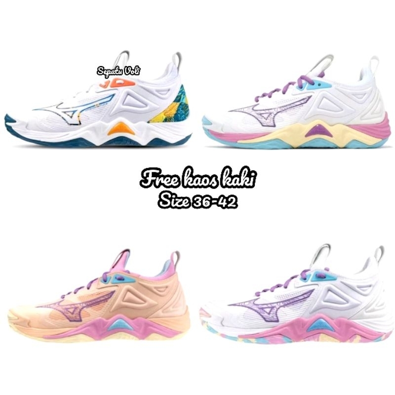 Sepatu voli MIZUNO WAVE MOMENTUM 3 grade ori / Sepatu voli wanita