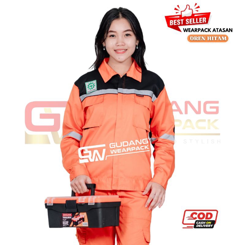 Wearpack Atasan Warna Oren Hitam (baju kerja) - gudang wearpack