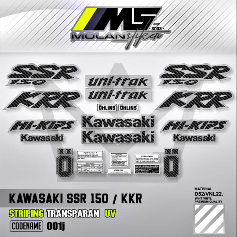 Decal Sticker Striping Variasi Transparan Uv Ninja SSR 150 Thailand Ninja KRR 150 Thailand Ninja R K