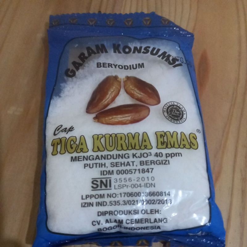 

Garam Dapur Cap Tiga Kurma Emas 65 Gram || Garam Konsumsi || Paling Murah