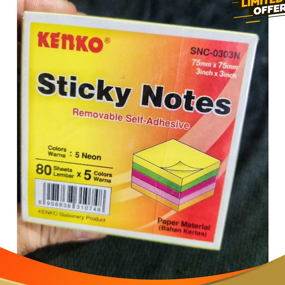 

FLASH SALE Memo Sticky Notes Kenko SNC33N 1 set isi 5 warna