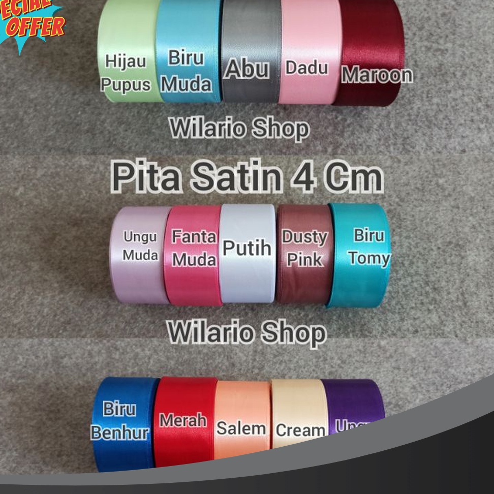 

SUPER 1 ROLL Pita Satin 4 cm Pita Satin 15 inch Pita saten 4 Cm PER ROLL 25 YARD