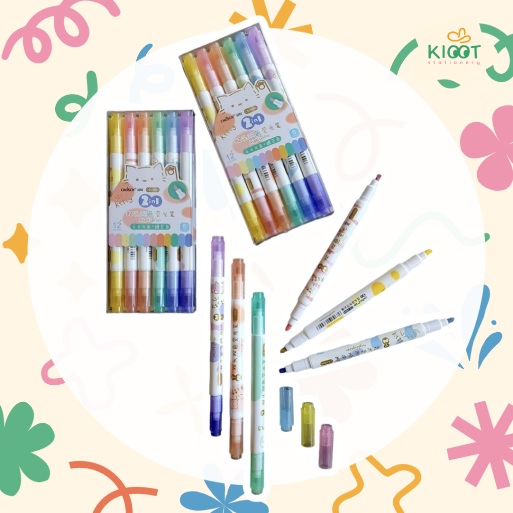 

Kioot - Stabilo 1 Set 6 Pcs 2in1 Highlighter Spidol Mewarnai Double Tip Penanda Berwarna CSH-894