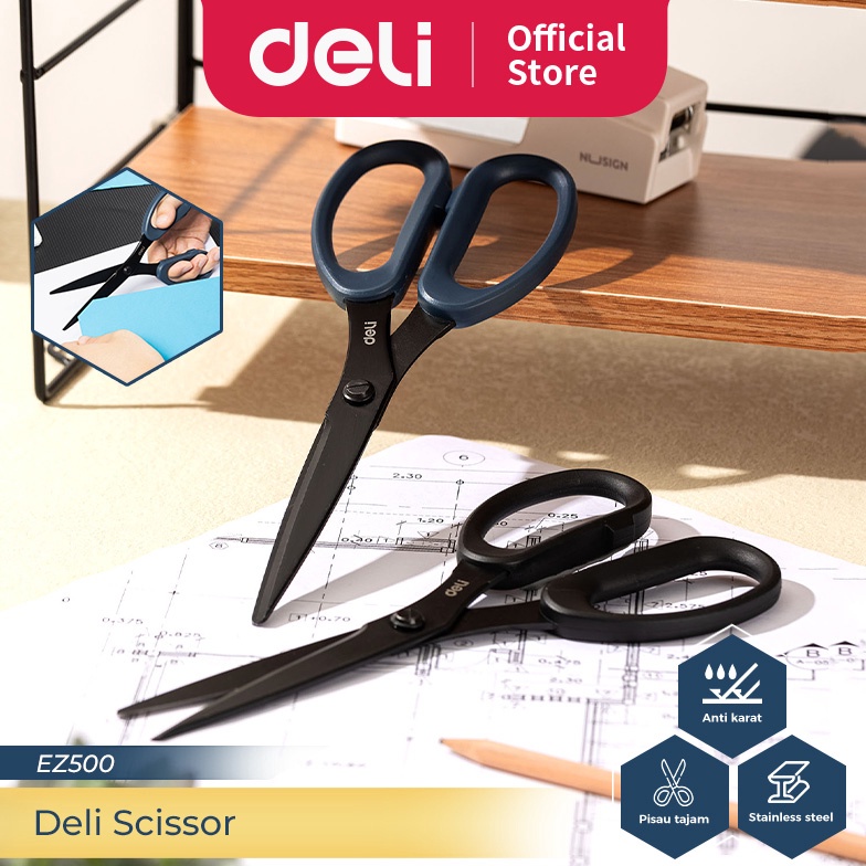 

PROMOV Deli Scissor Gunting Serbaguna Anti Karat Pisau Tajam EZ5X Berkualitas