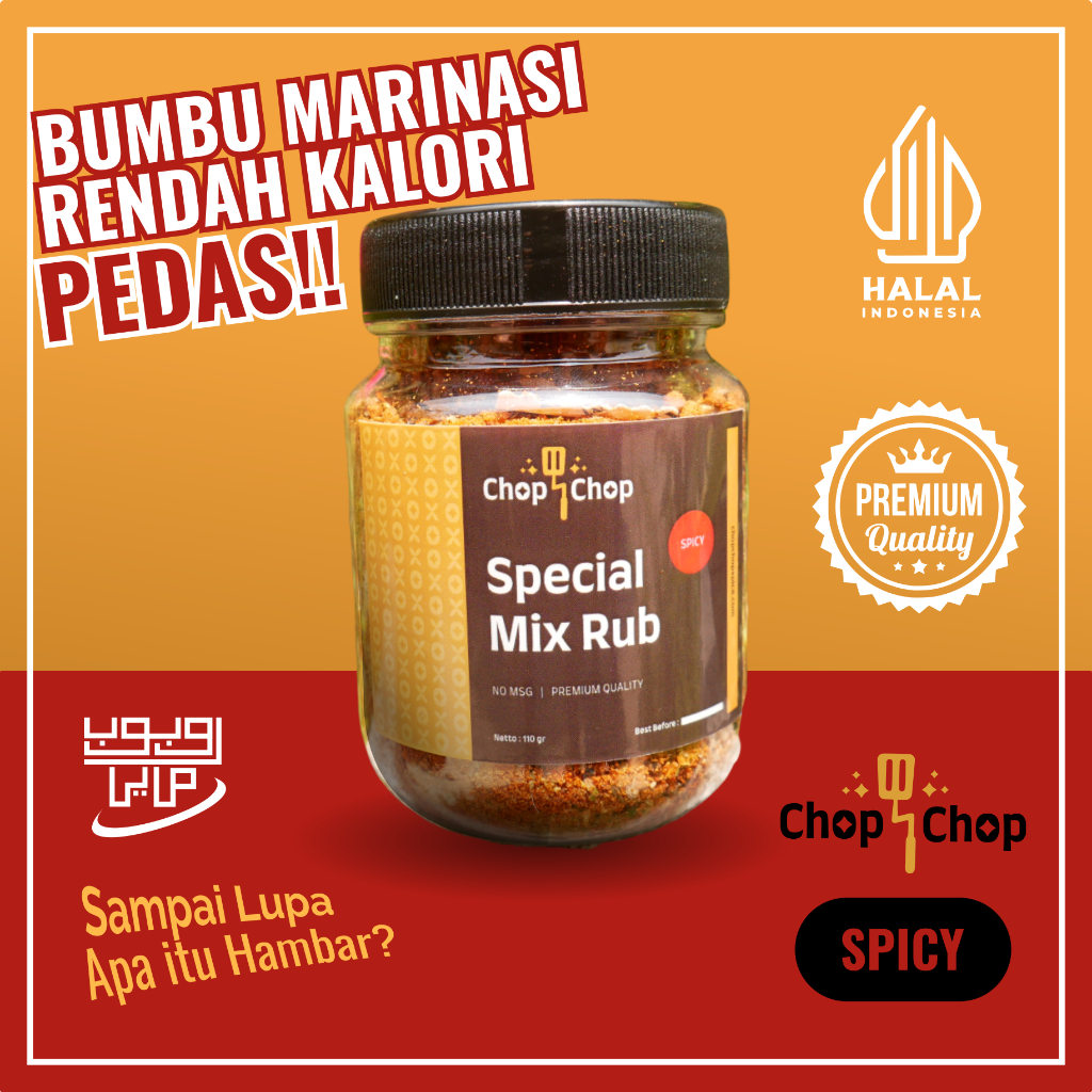 

Bumbu Marinasi Pedas RENDAH KALORI cocok untuk DIET, Special Mix Rub Chopchop varian SPICY