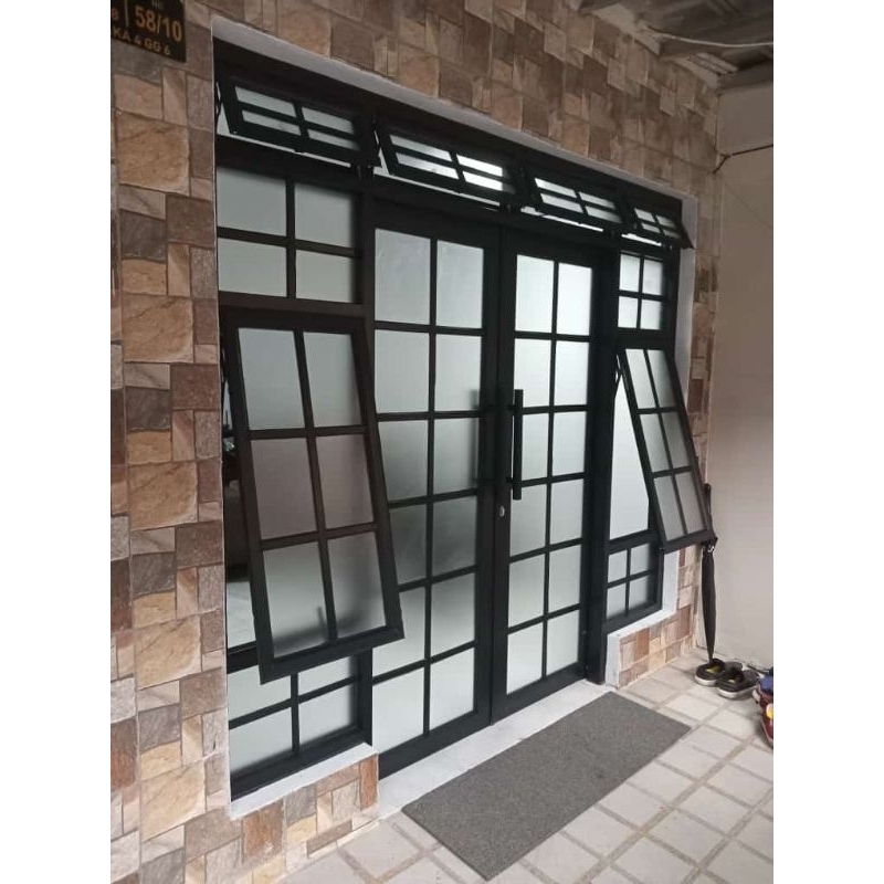 Pintu Alumunium Pintu Lipat Pintu Utam Jendela Alumunium Partisi Kaca Kaca Mati