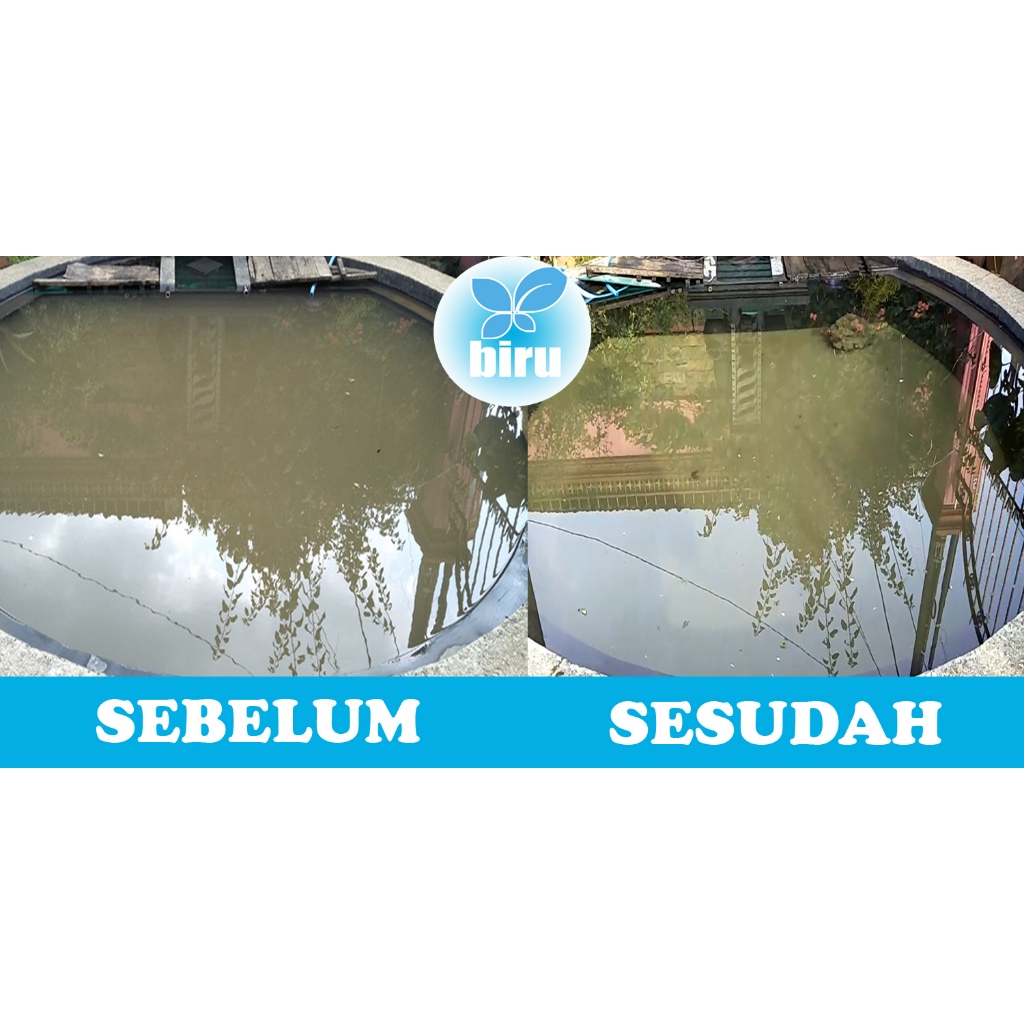 BIRU Penjernih Air 1 liter. Menjernihkan Air kotor, Kuning, Berbau.Untuk Torn, Sumur Gali, sumur bor