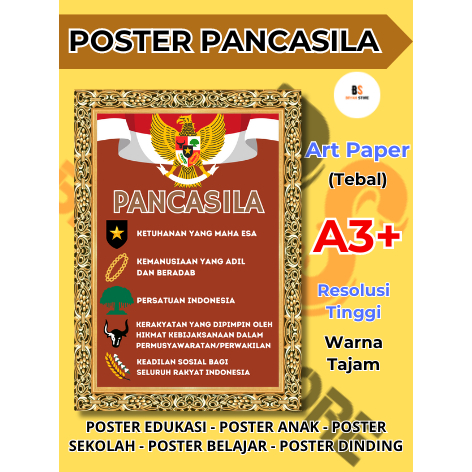 Poster Sila Pancasila – Poster Pancasila Poster – Edukasi Anak – Poster Belajar Anak – Poster Dindin