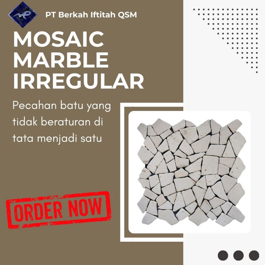 mosaik ubin lantai Marmer Mosaik Tidak Beraturan lantai batu alam 30x 30