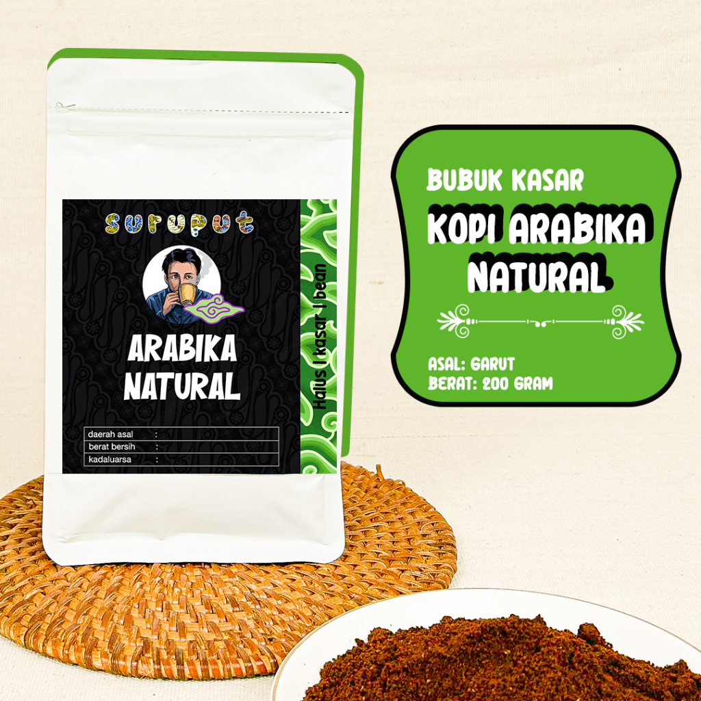 

Kopi Arabika Garut 200 gram - Olahan Natural Jenis Bubuk Semi Kasar