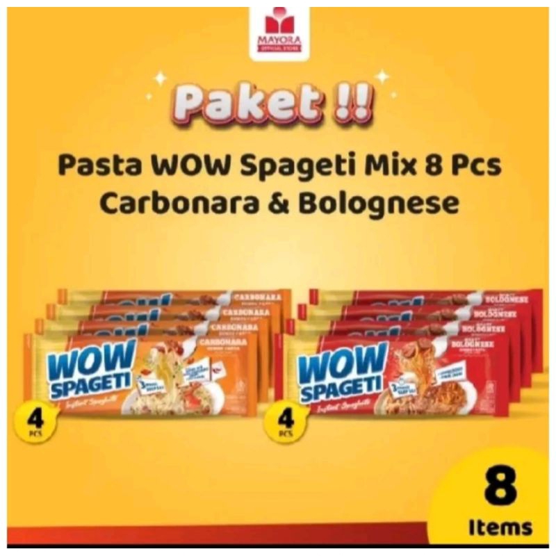 

wow spageti mix 8 ( 4 carbonara + 4 bolonese)