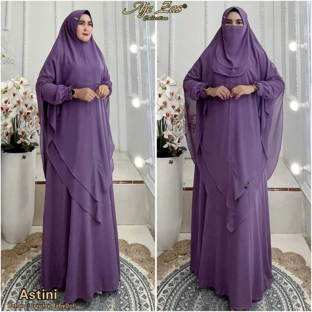 BISA COD Set Gamis Syari Kode ASTINI Bahan Ceruty Baydoll Premium By Ory AjeZas Collection