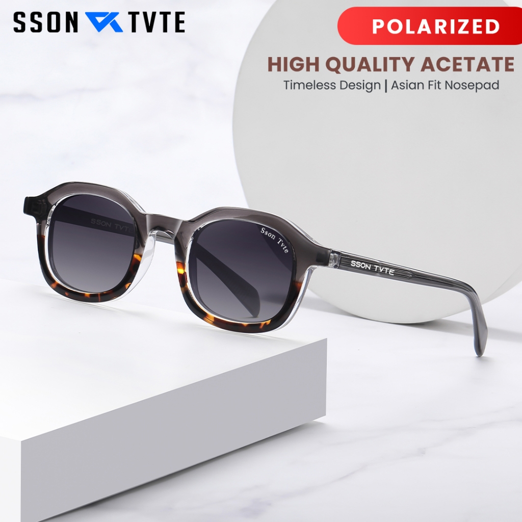 SSON TVTE Kacamata Hitam Geometric Premium TR90 Polarized Sunglasses Fashion Style Sunglasses Outdoo