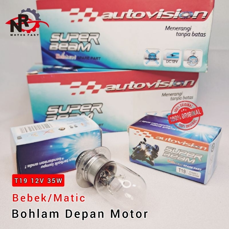 Bohlam Lampu Depan Motor Autovision T19 12V 35W Beat Vario 110 FI Bohlam Dop Depan Motor Beat Mio Ju