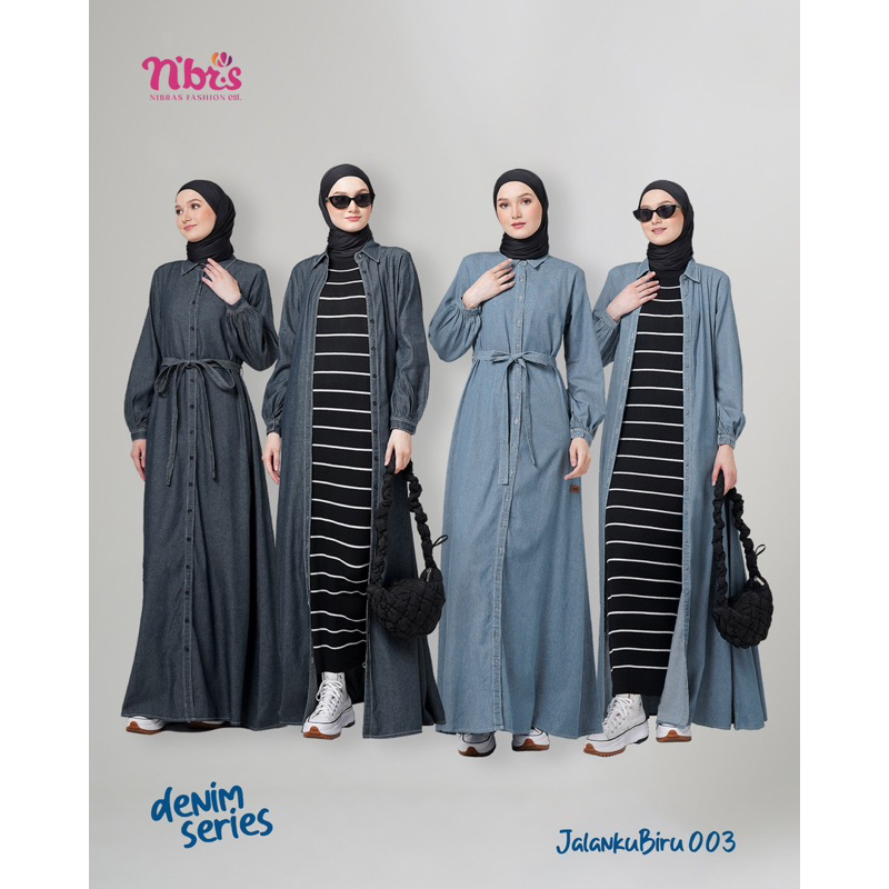Jalanku Biru 003 By Nibras // Gamis Soft Jeans