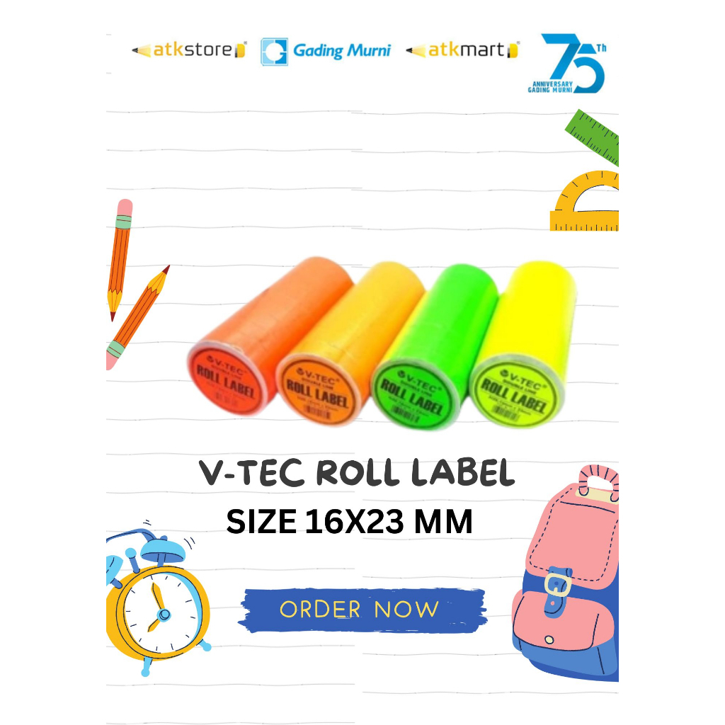 

V-tec Roll Label Double Line Warna Size 16 X 23 mm