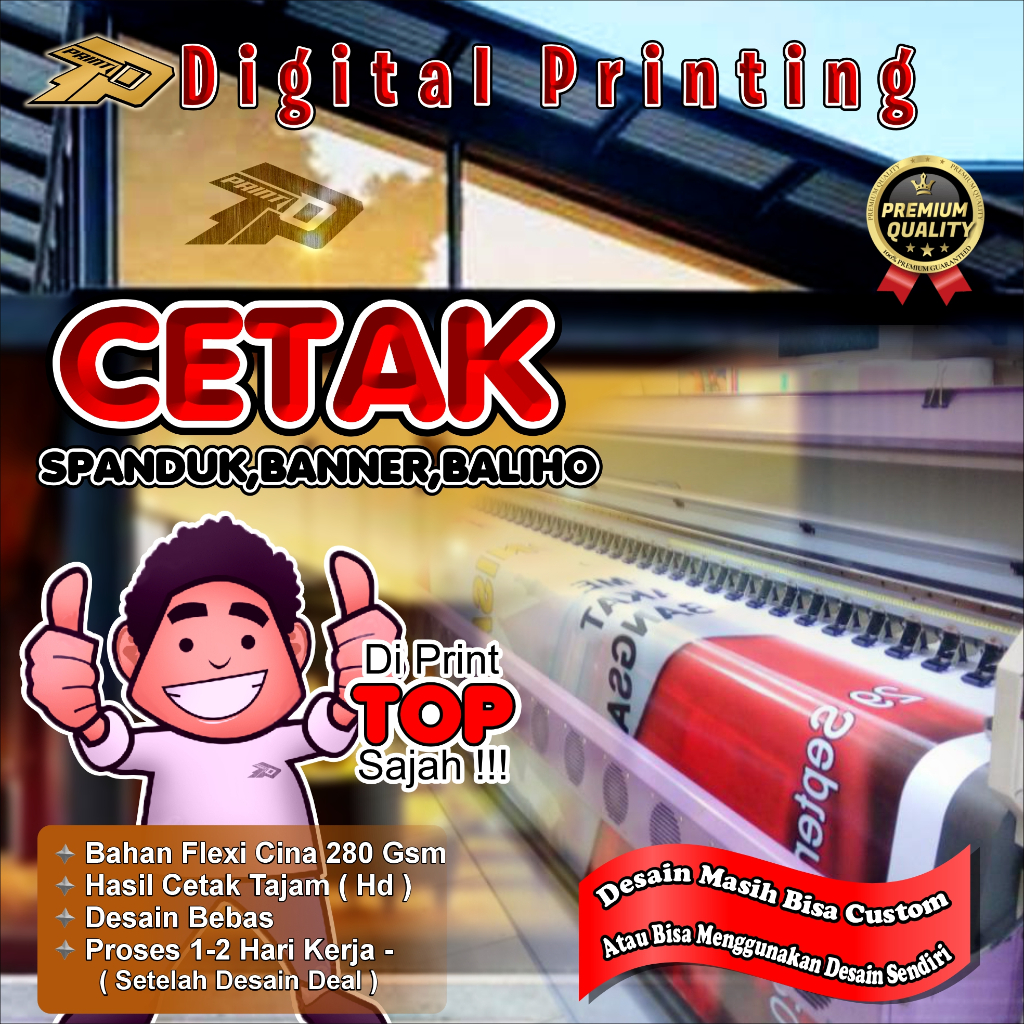 BEBAS UKURAN CETAK SPANDUK BANNER BALIHO DESAIN CUSTOM PROSES CEPAT