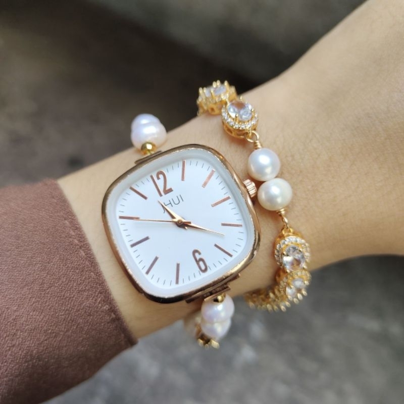 SET GELANG DAN JAM TANGAN MUTIARA LOMBOK AIR TAWAR