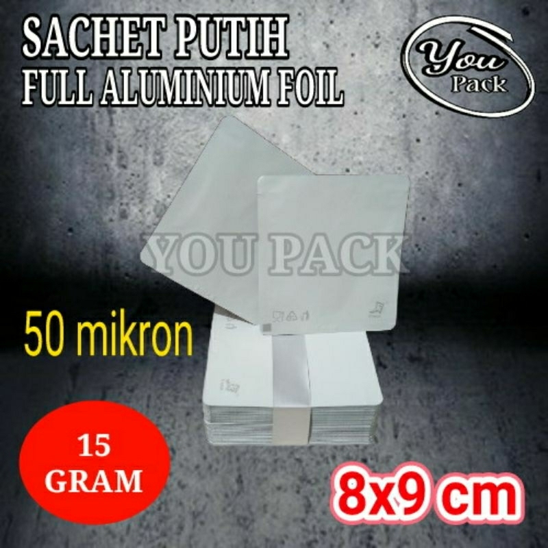 SACHET PUTIH 15 GRAM FULL ALUMINIUM FOIL KEMASAN KOPI-BUBUK-SNACK KPACK