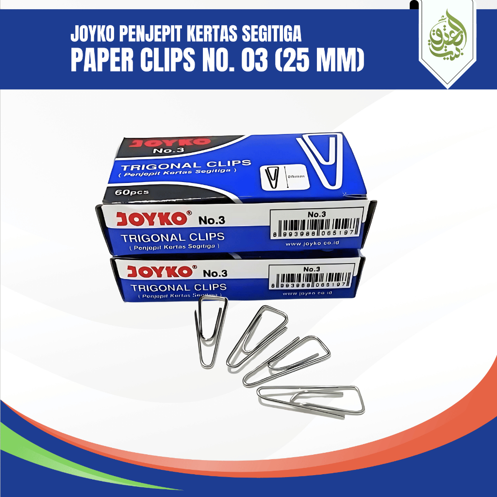 

Paper Clips Trigonal Joyko NO 03 | Klip Penjepit Kertas [BOX/60PCS]
