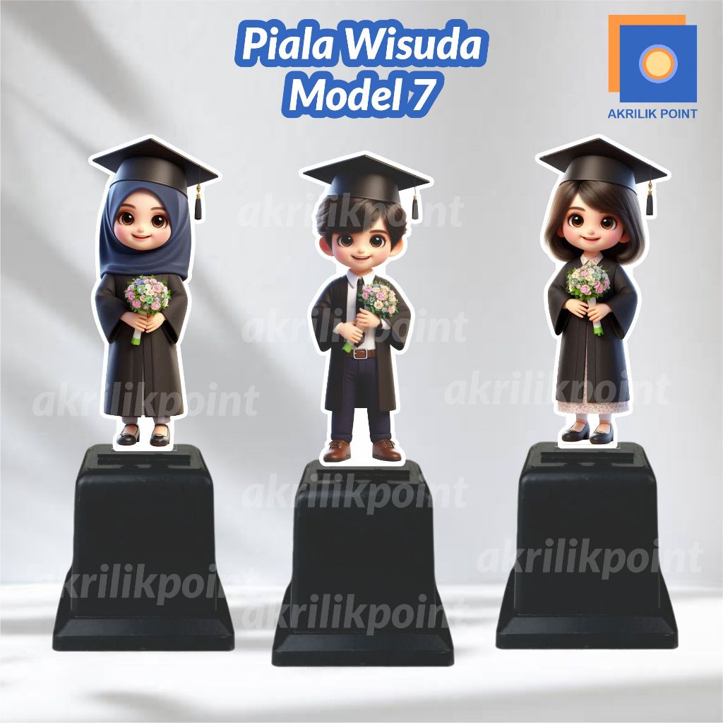 PIALA WISUDA AKRILIK GRADUATION Model 7 | Tropi Kelulusan Anak Cowok Cewek Berhijab | Vandel Wisuda 