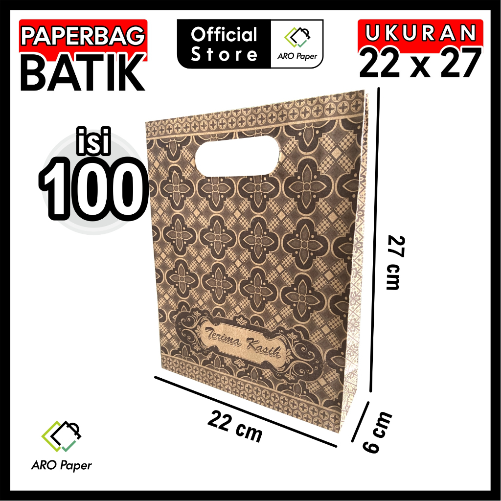 

[ Pack Isi 100 ] Paper Bag Batik Tas Kertas Ukuran 22x27 cm