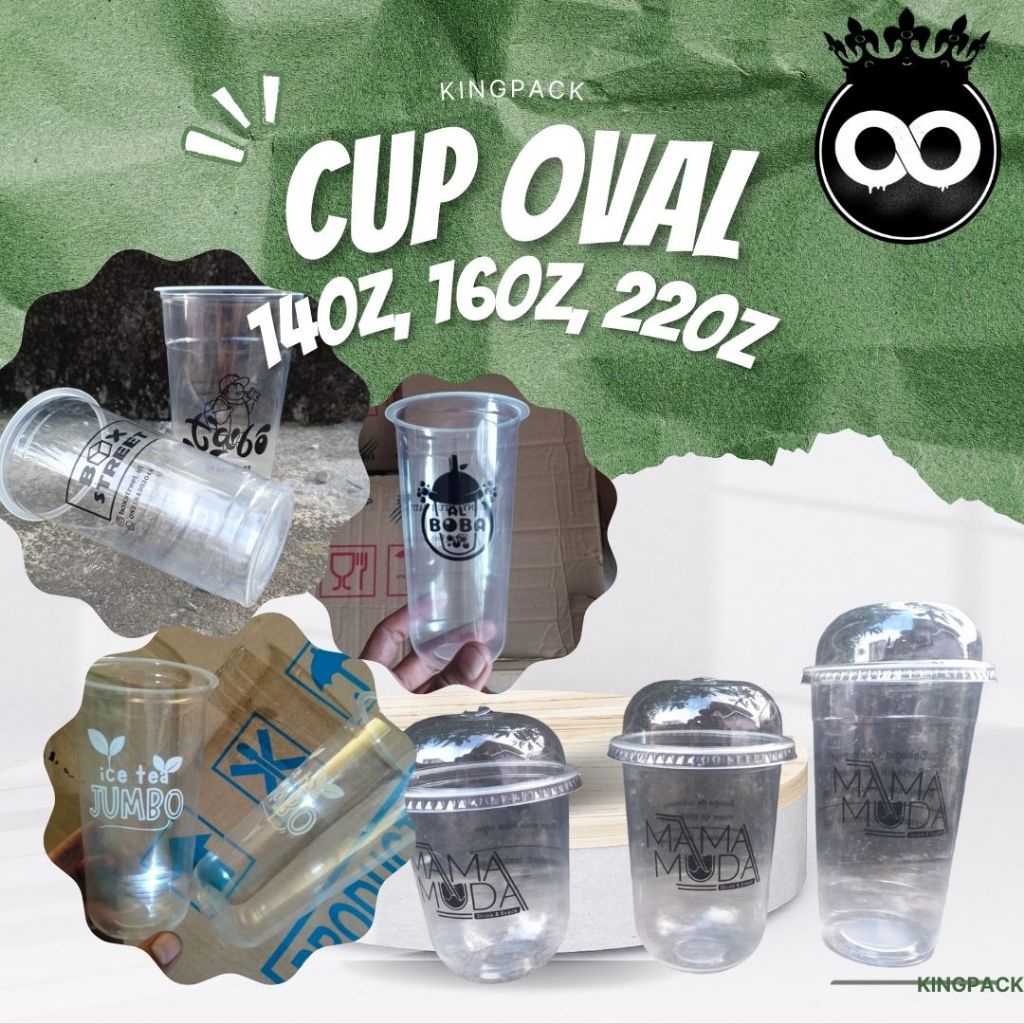 Sablon Cup Oval 14,16,22oz  minimal 300pcs | Tebal bisa di press