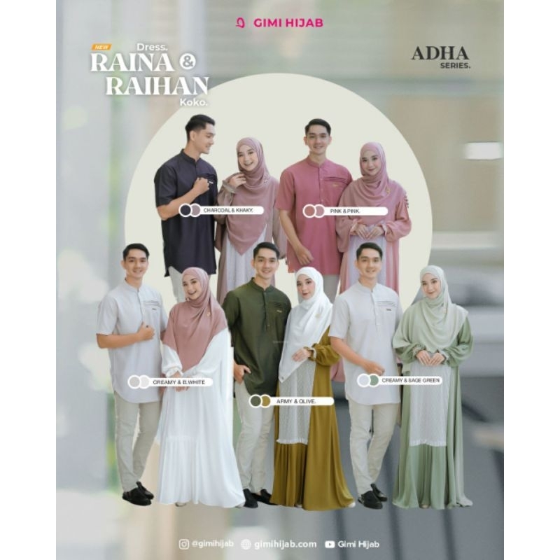 Raina & Raihan couple gamis dan Koko by gimi / couple muslim / gamis couple / gamis kualitas butik