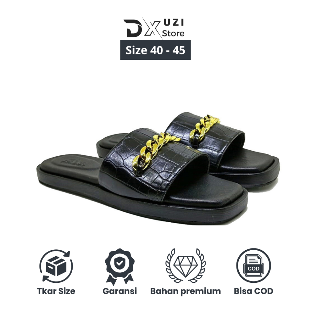 Grace Black / Sandal Wanita Selop Ukuran Besar Big Size Jumbo / Sendal Casual Pesta Cewe
