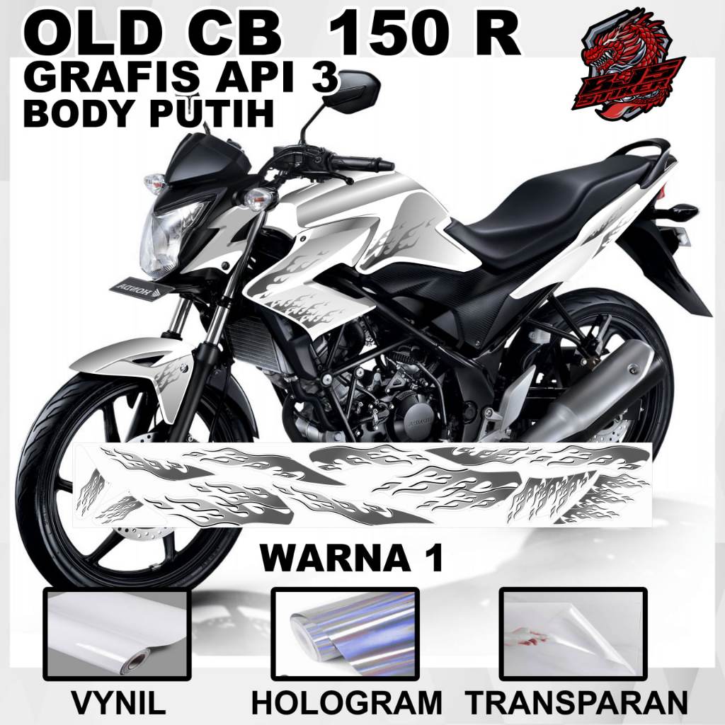 Sticker Striping Old CB 150 r v3 CB150r lama v3 api3 body cerah ( putih )